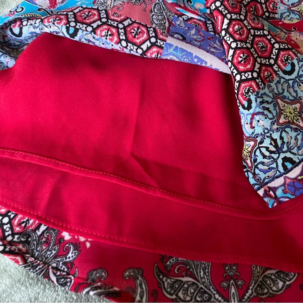 Chicos Multicolor Patchwork Print Flutter Sleeve … - image 4